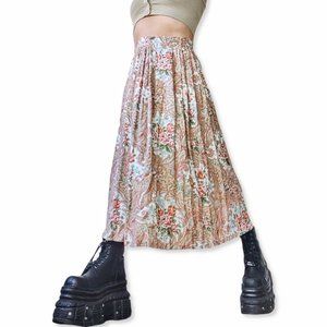 Vintage high waisted floral English roses print skirt